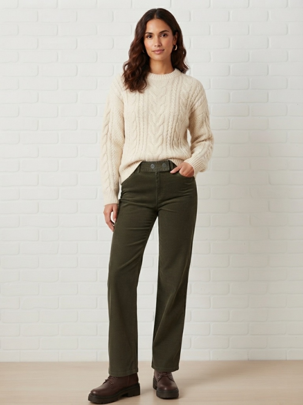 Vintage Y2K Olive Green Corduroy Pants Size Mid Rise Retro